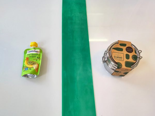 Mehrweg-Brotdose statt gepresstes Obst in Einwegkunststoffverpackung